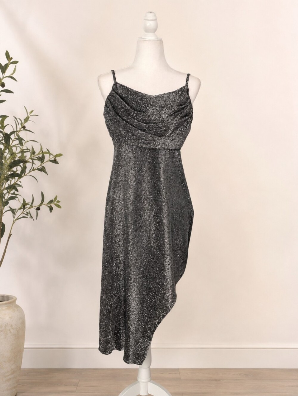 Madden NYC Black Metallic Shimmer Dress Size XL